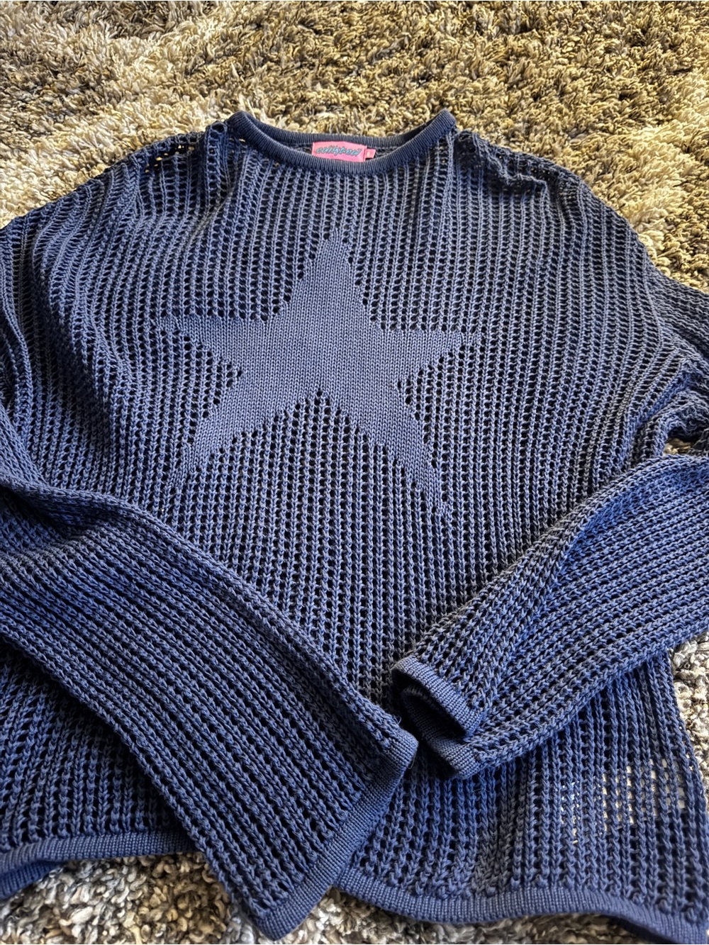 EDIKTED women’s star sweater - cable knit navy - barely used